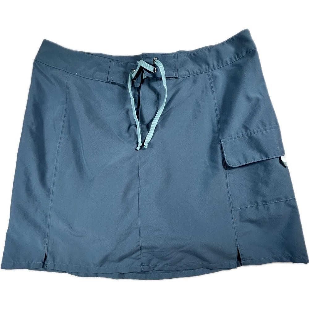 Title Nine Women's Swim Skirt Blue Drawstring Cargo Pocket Board Skirts Size 14
